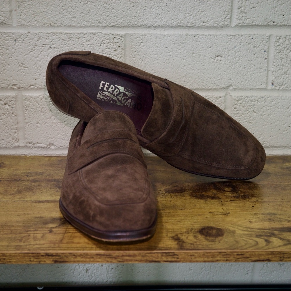 Salvatore Ferragamo Penny Loafers Brown Suede
